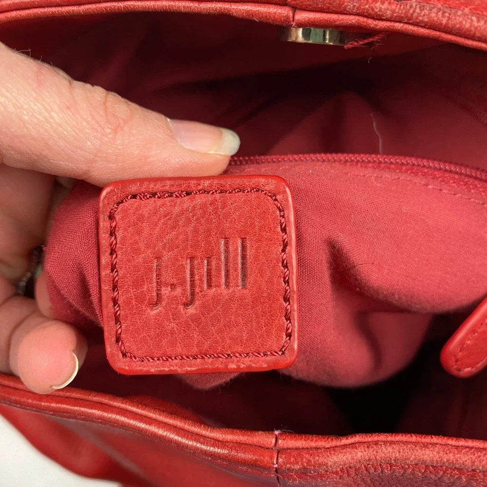 J.Jill Leather Purse Red Crossbody Hobo Bag - Flawed